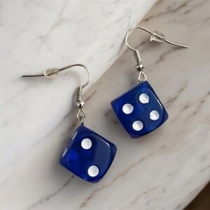 Blue Dice Drop Earrings